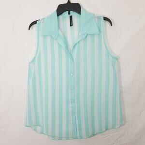 Nella Fantasia sheer mint & white striped tank top